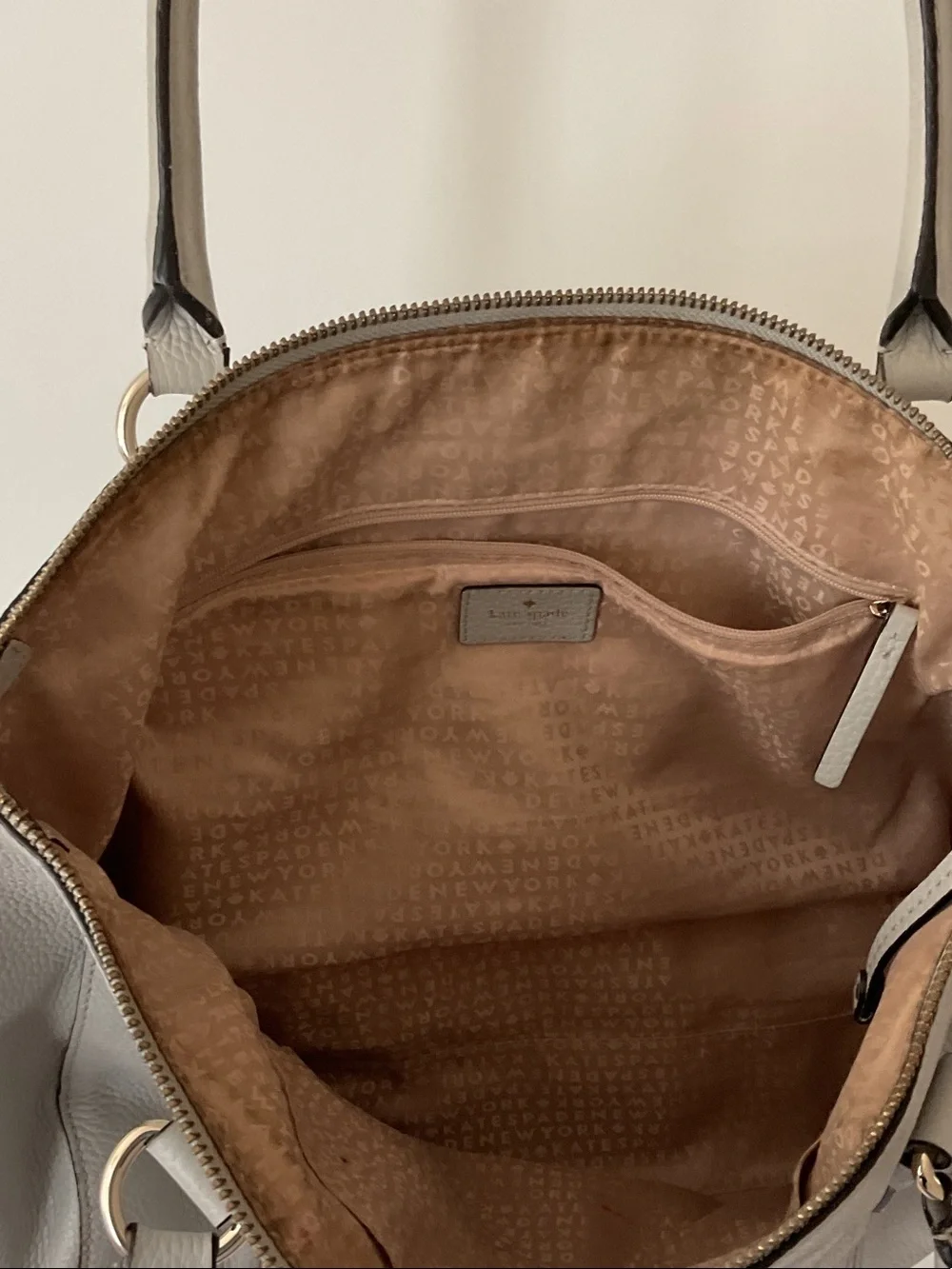 kate spade Light Gray Pebbled Leather Tote